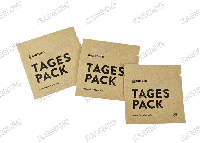 Sacchetto di tè vuoto biodegradabile su misura, sigillo termico a tre lati, sacchetto di imballaggio per tè e caffè, sacchetto di imballaggio per compresse in carta kraft