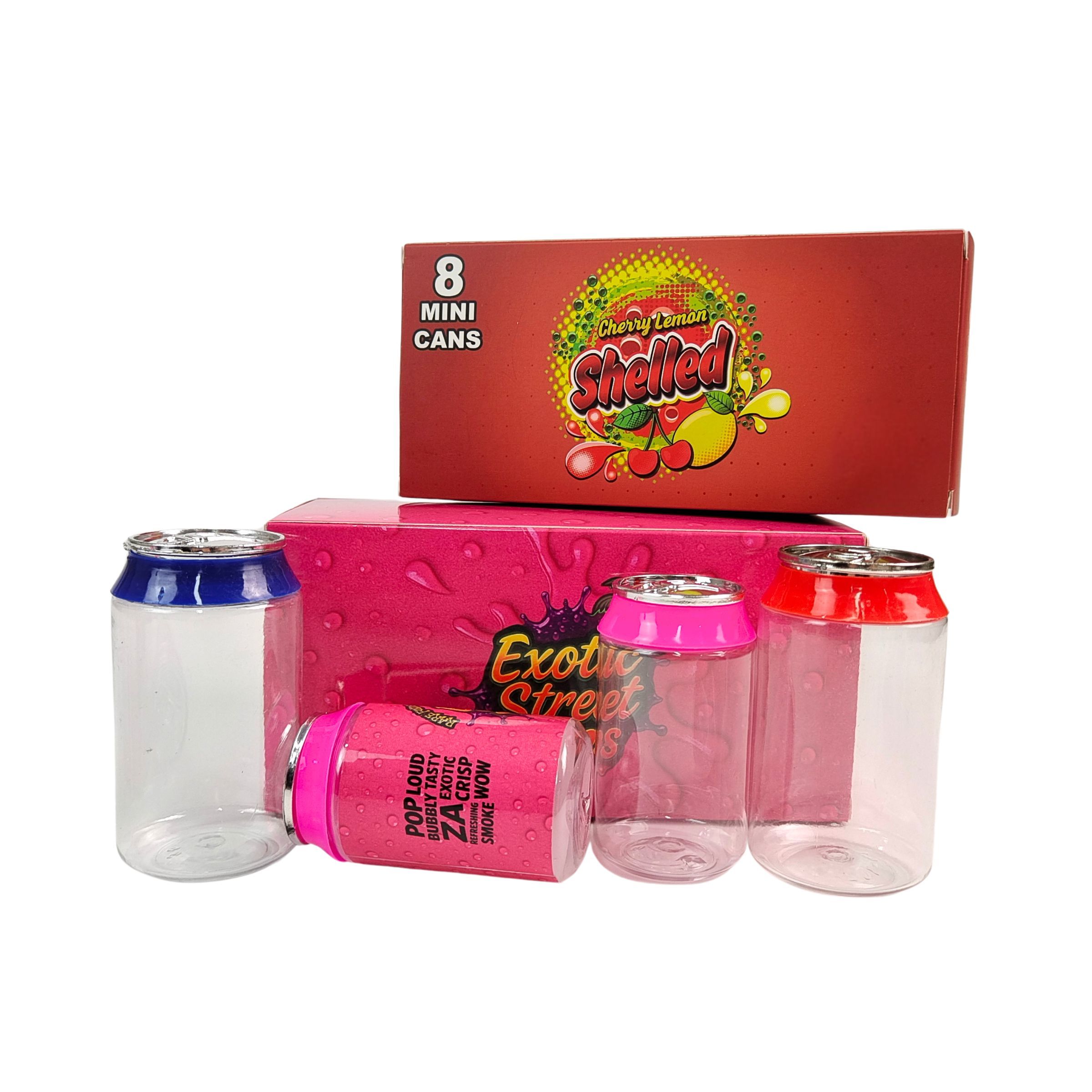 Etichetta personalizzata Bottone di plastica trasparente da 3,5 g e 7 g PET con coperchi di alluminio a vite per zucchero Caramelle biscotti imballaggi alimentari scatole di carta da mostra