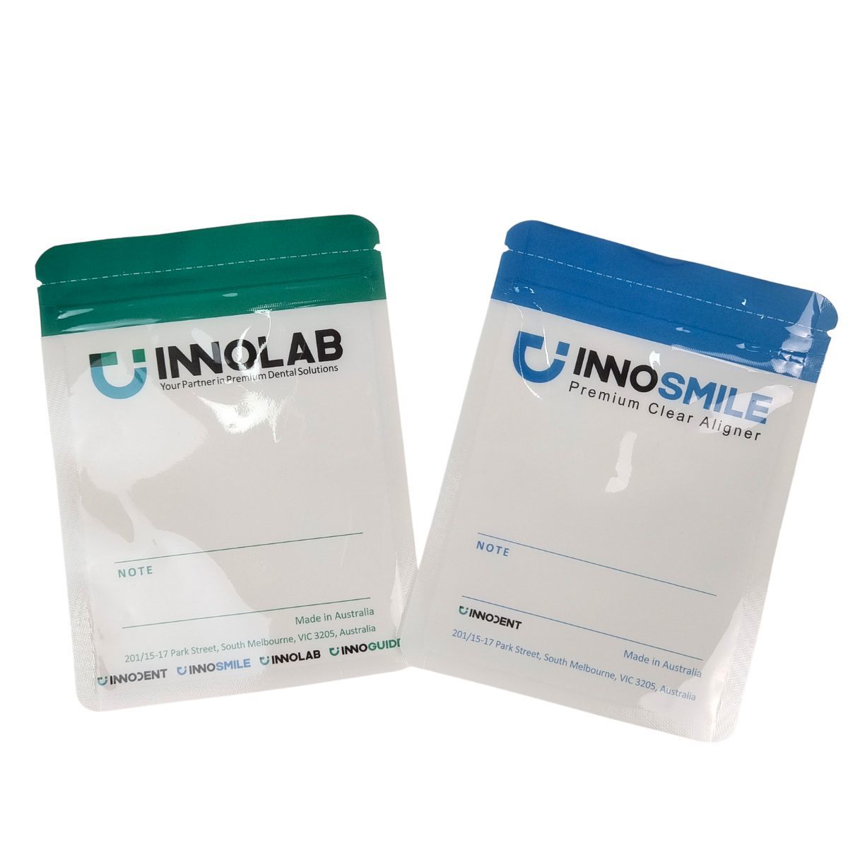 Borsa con cerniera per allineatori dentali con logo personalizzabile, termosaldatura e lato singolo in plastica Mylar trasparente