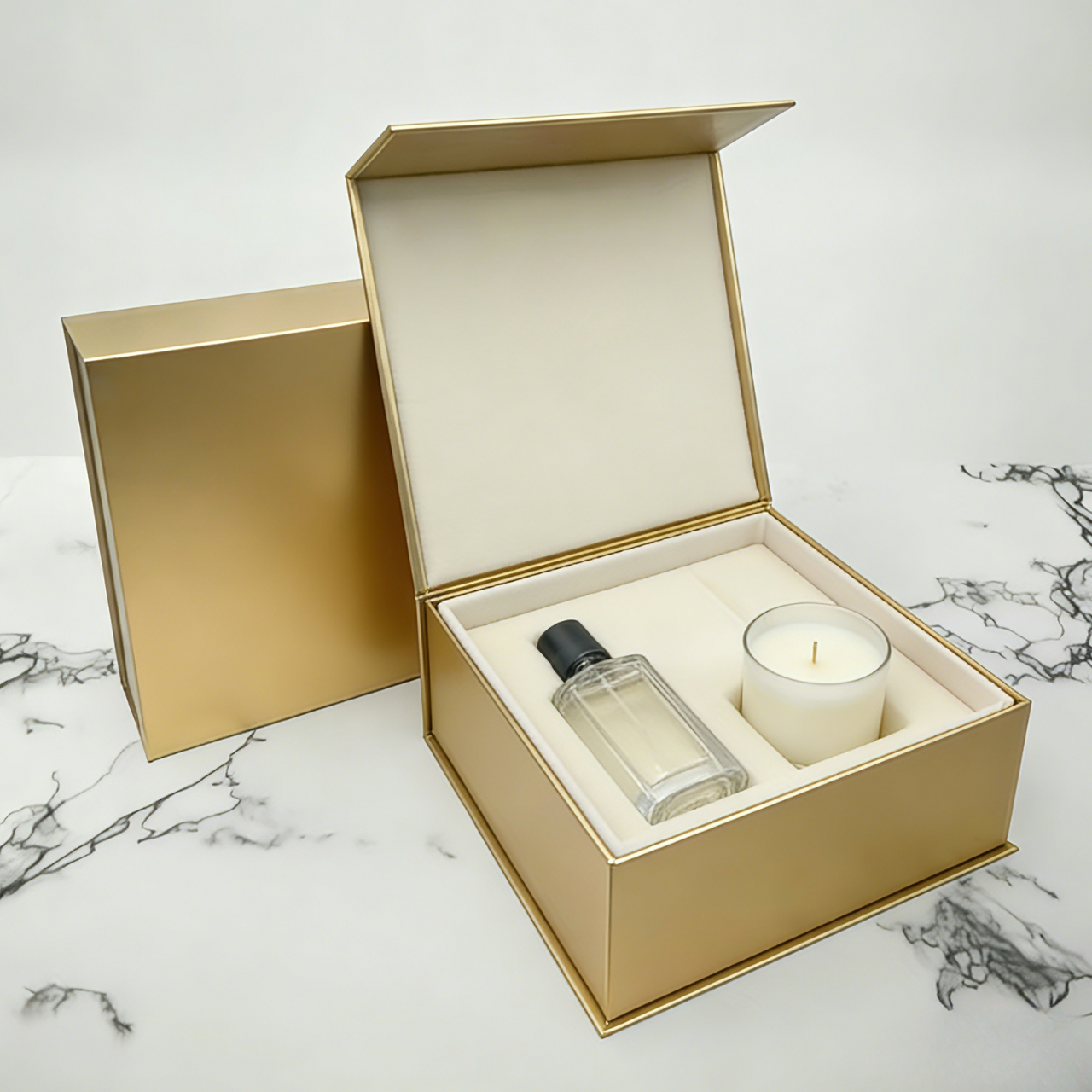 Confezione pieghevole con chiusura magnetica in cartone opaco di lusso con logo personalizzato, biodegradabile, di grandi dimensioni, per l'imballaggio di cosmetici