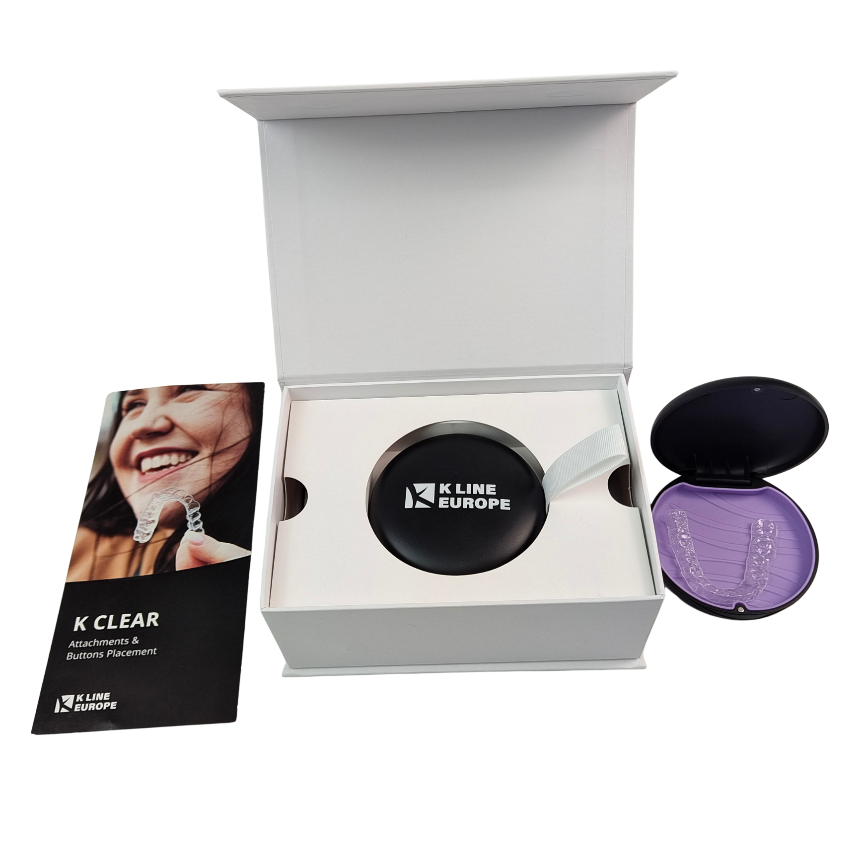 Confezione per apparecchi dentali con logo personalizzato Confezione per apparecchi ortodontici con carta per inserire i denti