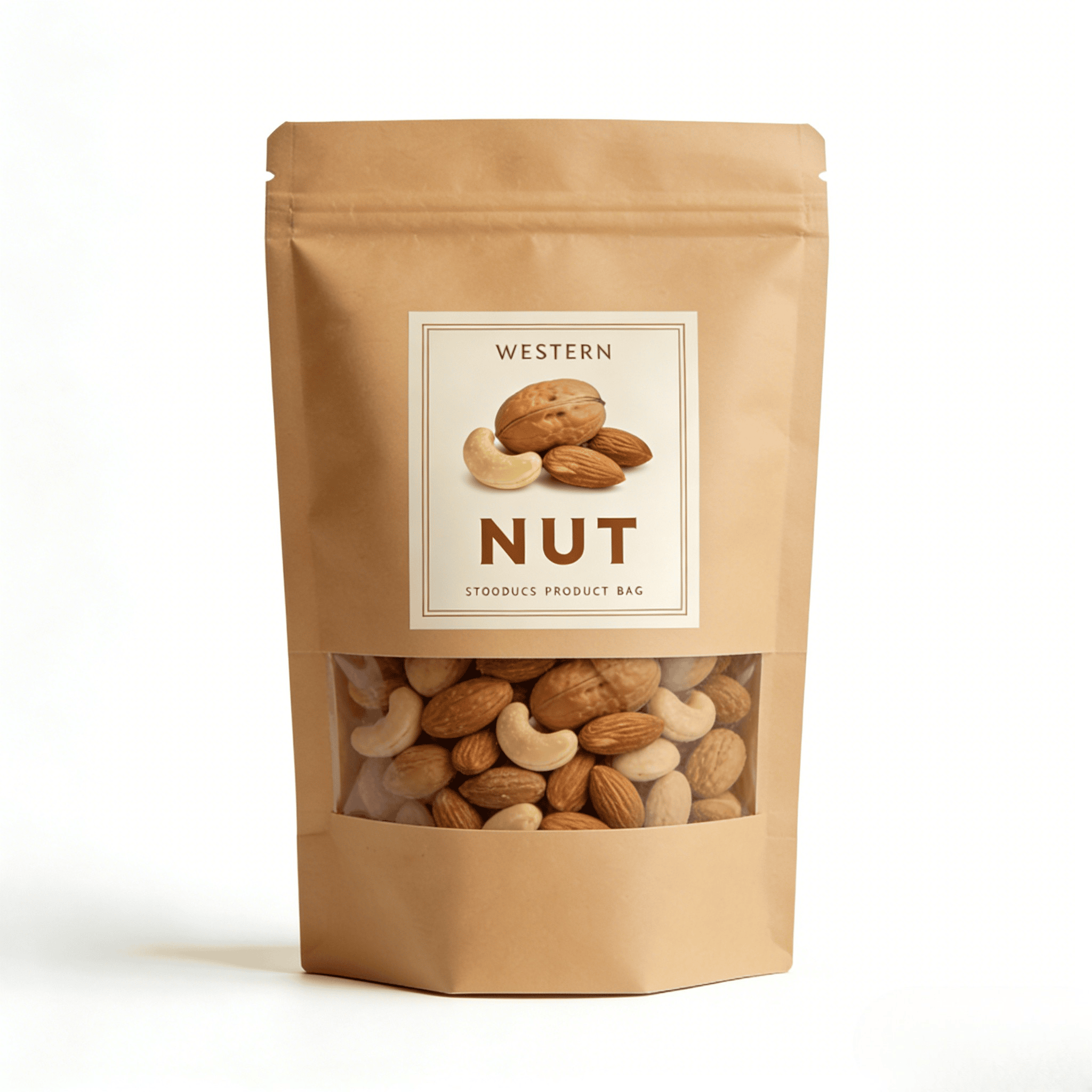 Busta stand up personalizzata con stampa digitale in carta kraft termosaldabile con finestra per alimenti per animali domestici e snack, a prova di umidità