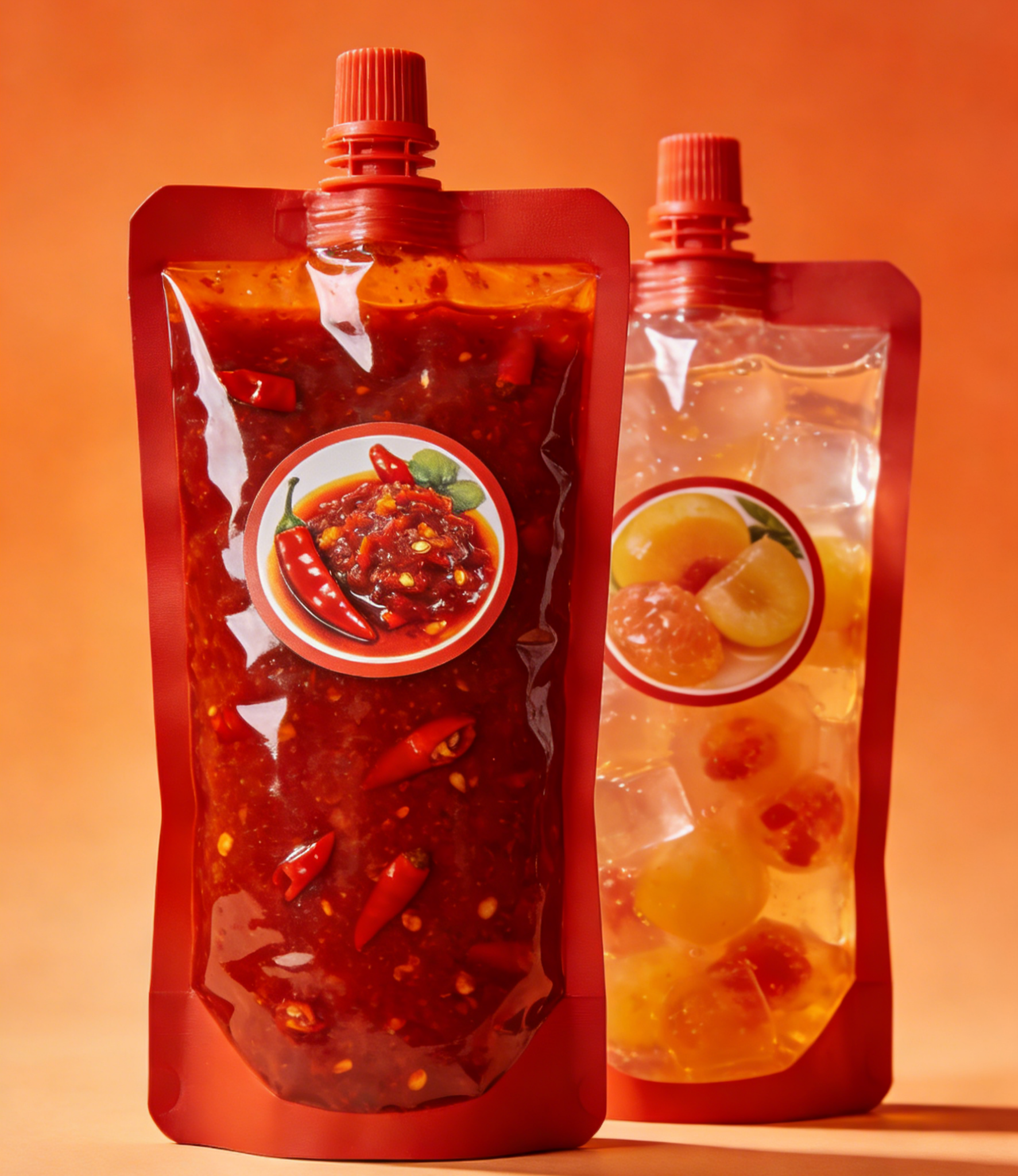 Custodia con beccuccio a tenuta stagna150ml 200ml 300ml Doypack Salsa di peperoncino per uso alimentare Succo di gelatina Borsa per alimenti per bambini Custodia con beccuccio