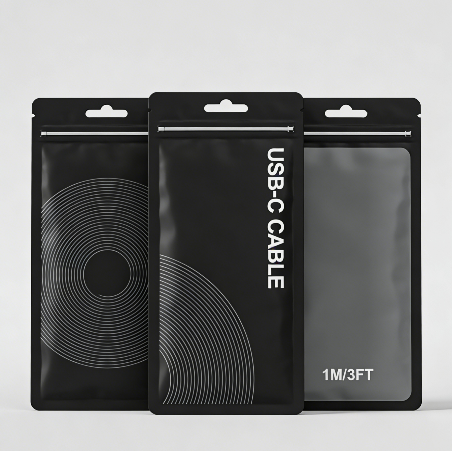 Stampa su misura Sacchetto di imballaggio riciclabile in PVC in plastica opaca ricapribile con sigillo a tre lati