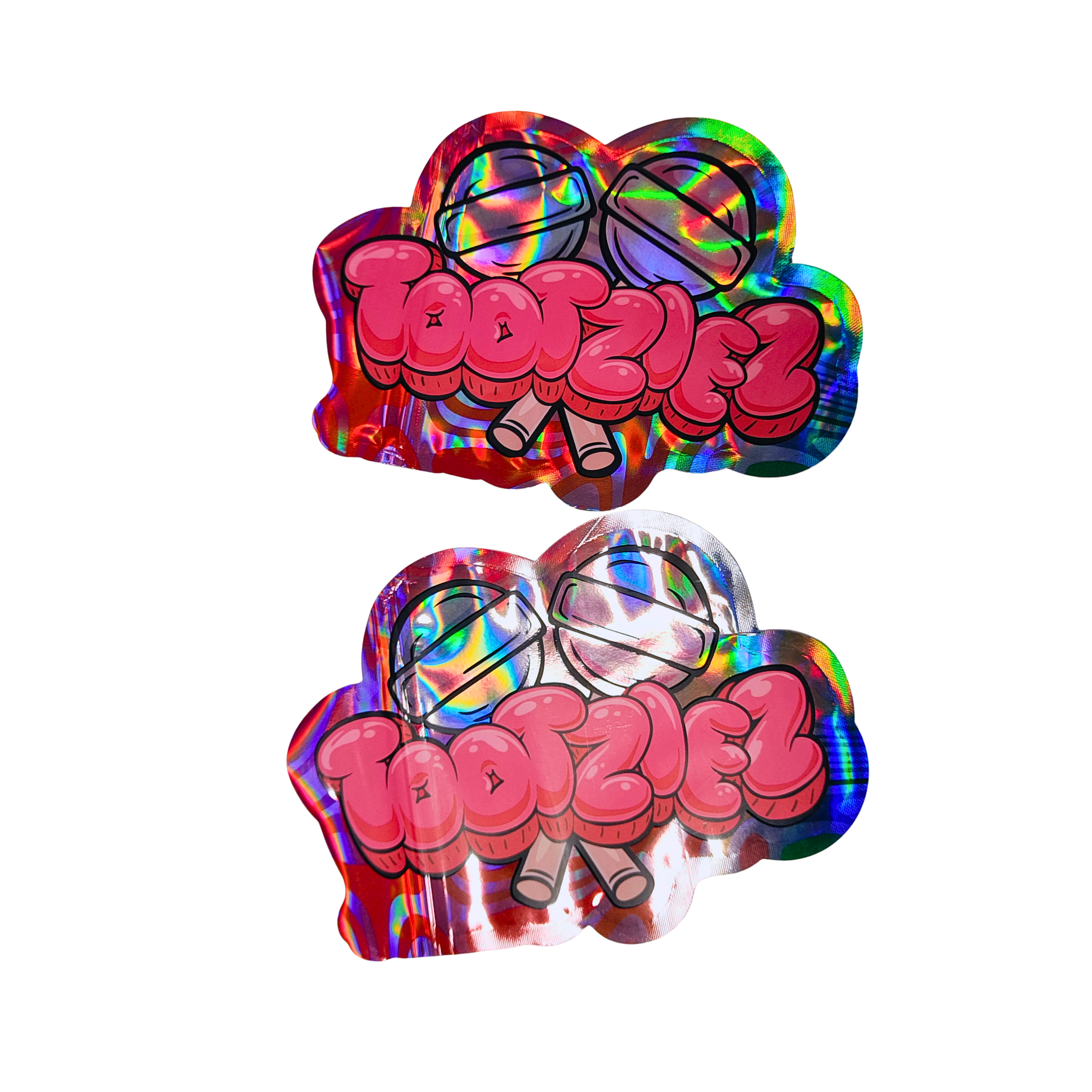 Sacchetti olografici personalizzati in mylar con cerniera richiudibile - A prova di odore, materiale per uso alimentare e design personalizzabile per il confezionamento di snack