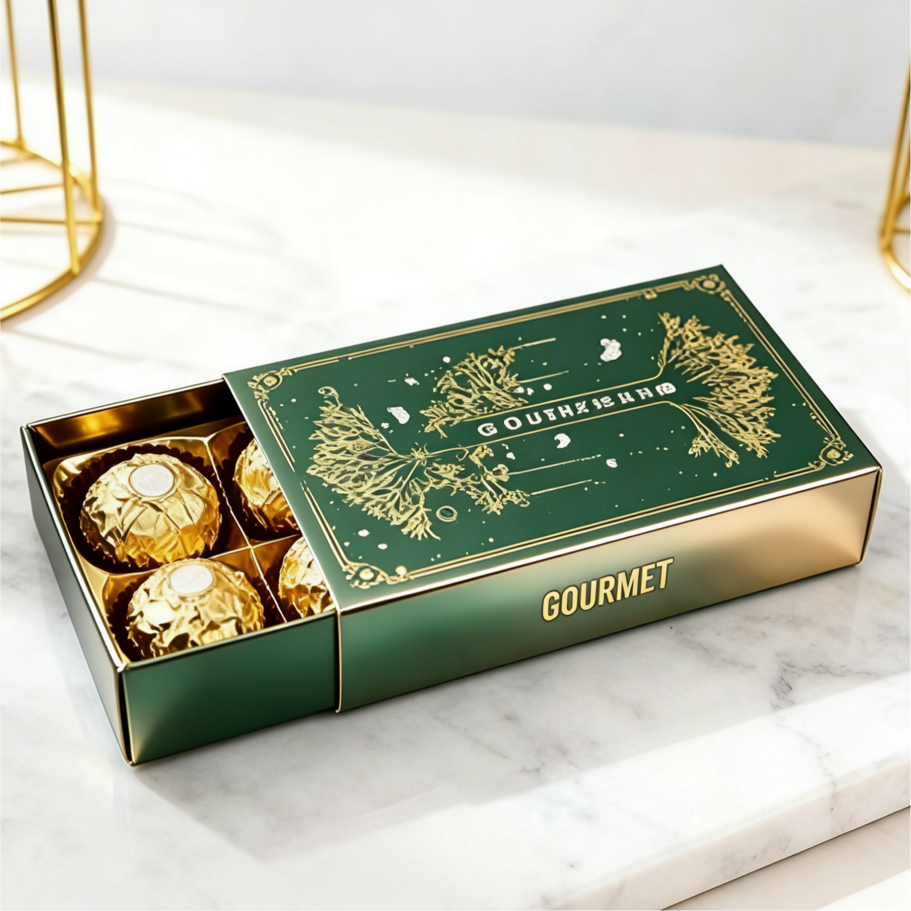 Confezione di scatole di cioccolato personalizzate con motivi in rilievo, confezione di scatole a cassetto per uso alimentare