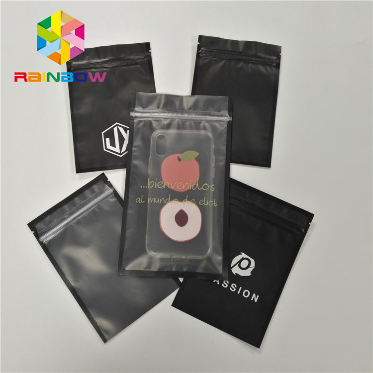 L'abitudine ha stampato il sacchetto di plastica laterale della guarnizione tre per il telefono Shell che imballa con la parte anteriore della radura e della chiusura lampo