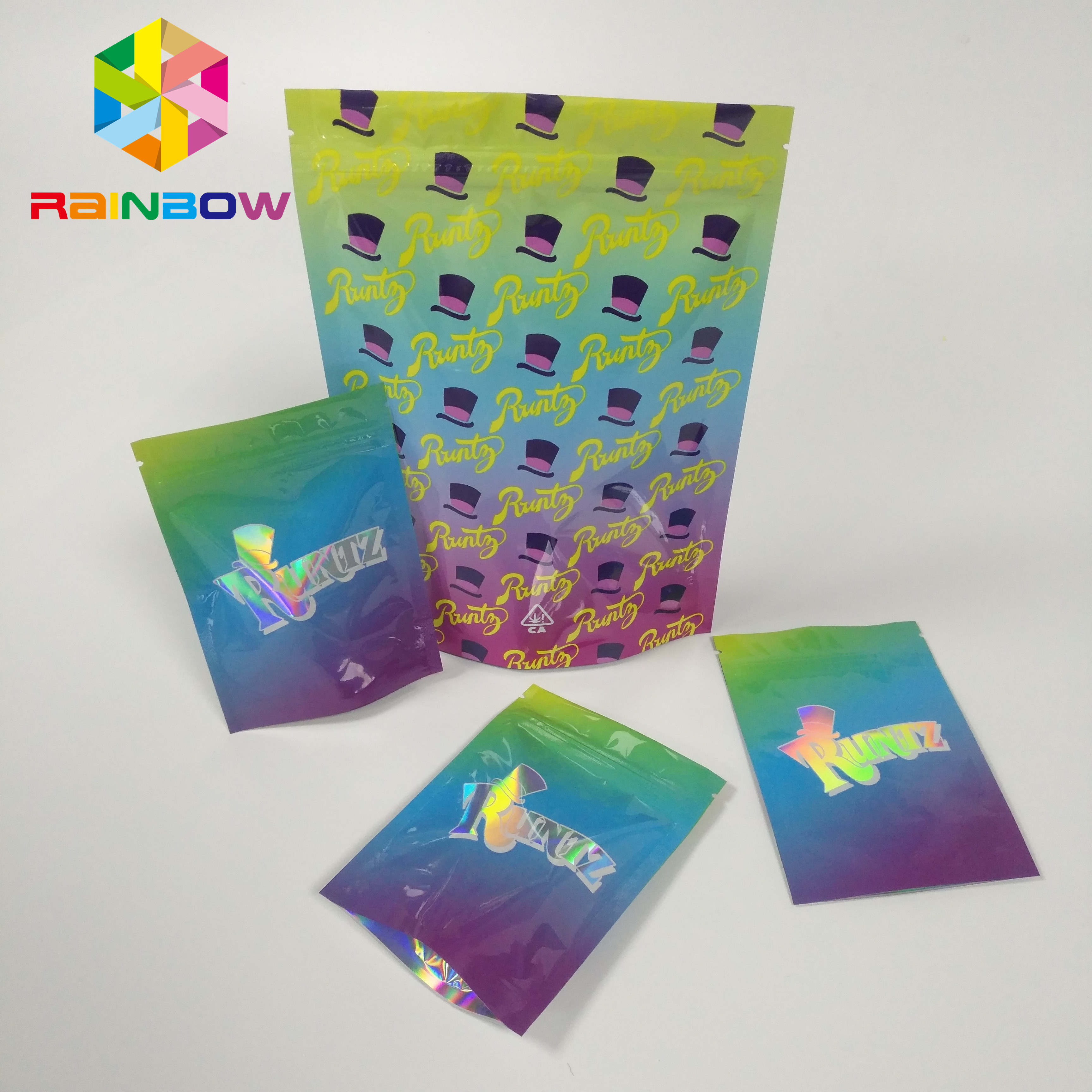 A prova d'umidità stia sulla serratura variopinta dello zip dell'ologramma del laser delle borse RUNTZ Mylar del sacchetto della chiusura lampo