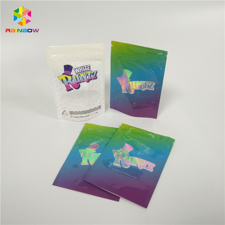 Borsa dello spuntino del laser dell'ologramma che imballa il sacchetto innocuo per i bambini della finestra della serratura dello zip per i cosmetici