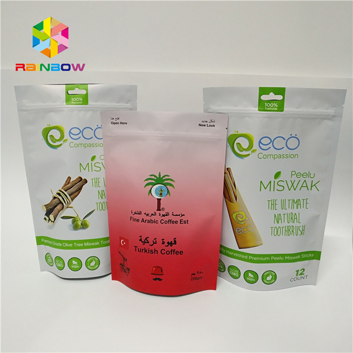 La borsa laminata della chiusura lampo di bas della stagnola sta sulla vendita calda di plastica d'imballaggio dei sacchetti del caffè stampata abitudine dei sacchetti di plastica del sacchetto