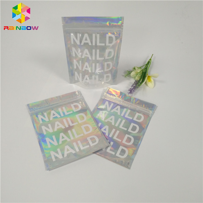 Materia plastica piana a chiusura lampo d'imballaggio cosmetica di Mylar del chiaro ologramma della borsa della saldatura a caldo