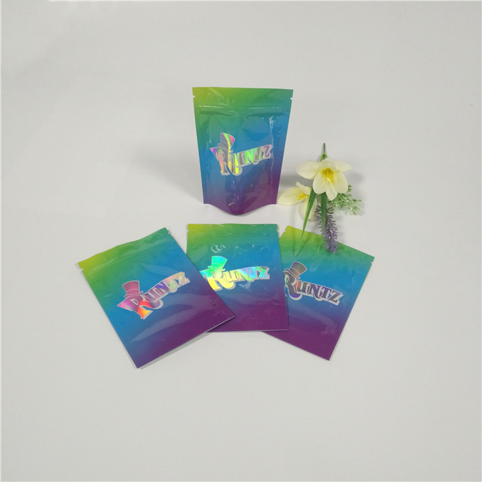 Gli scherzi su ordinazione d'imballaggio delle borse del sacchetto della stagnola dell'erbaccia di Runtz Mylar su identificano i pacchetti durevoli