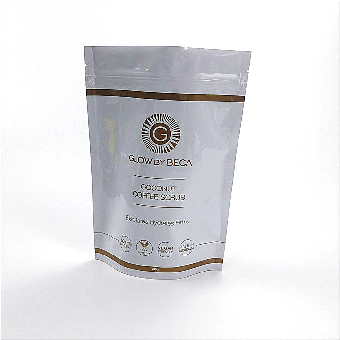 L'imballaggio bianco lucido dei sacchetti di plastica di Mylar sta sul sacchetto per l'imballaggio del caffè