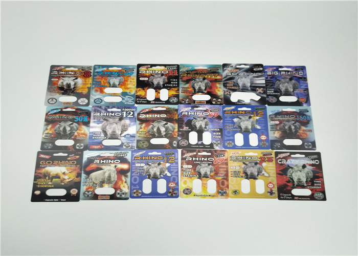 Pacchetto maschio d'imballaggio della pillola di potenziamento della carta della bolla di effetto del fuoco Rhino50K 3d per le pillole del sesso della capsula