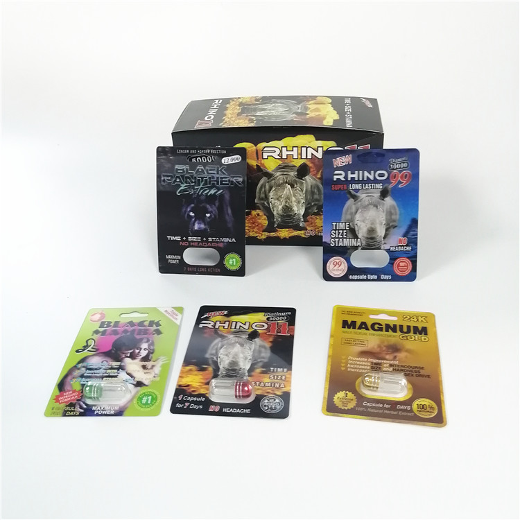 Serie d'imballaggio di rinoceronte di potenziamento delle pillole della carta sessuale della bolla per il pacchetto della capsula del sesso della polvere