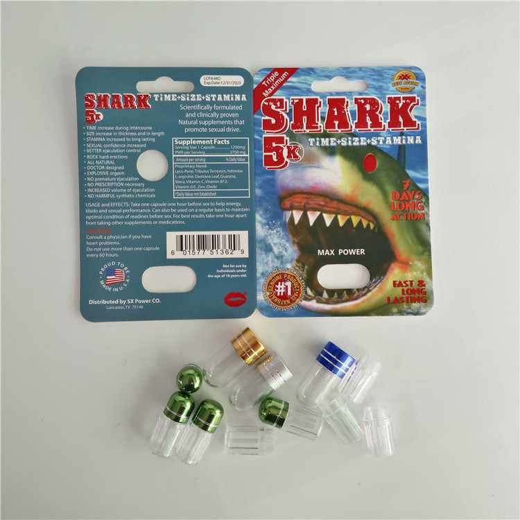 Pacchetto maschio d'imballaggio delle pillole di potenziamento della carta di carta della bolla con la pallottola di plastica