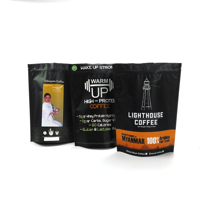 Le borse opache di Mylar del caffè di bianco 1kg del di alluminio stanno sul sacchetto del chicco di caffè con la chiusura lampo