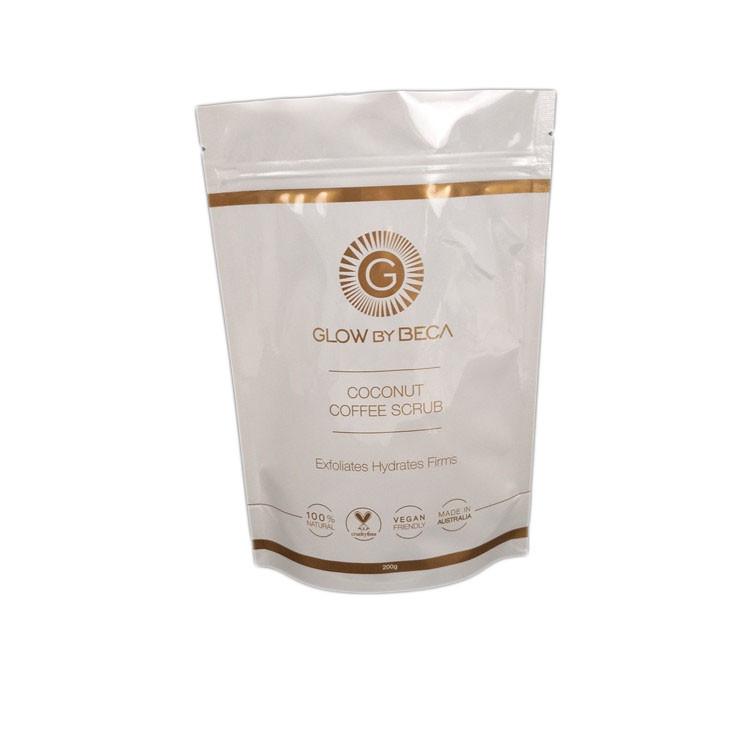 Il corpo lucido bianco di rivestimento sfrega 150 micron sta sul sacchetto della chiusura lampo