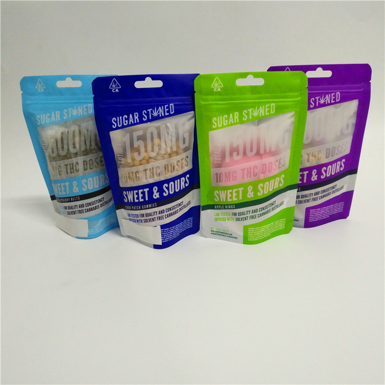 La prova di plastica dell'odore del bambino del commestibile della saldatura a caldo sta sull'imballaggio gommoso commestibile della serratura dello zip del sacchetto