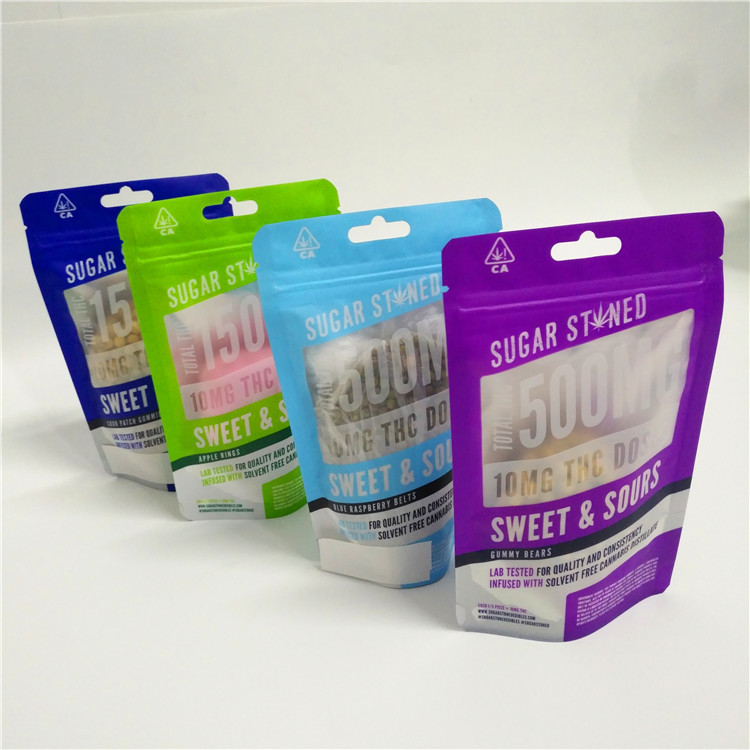 borsa resistente di Mylar dell'uscita dello zip del compressore della prova dell'odore di 3.5g 1/8oz del bambino evidente della serratura per l'imballaggio del fiore CBD Gummies della canapa