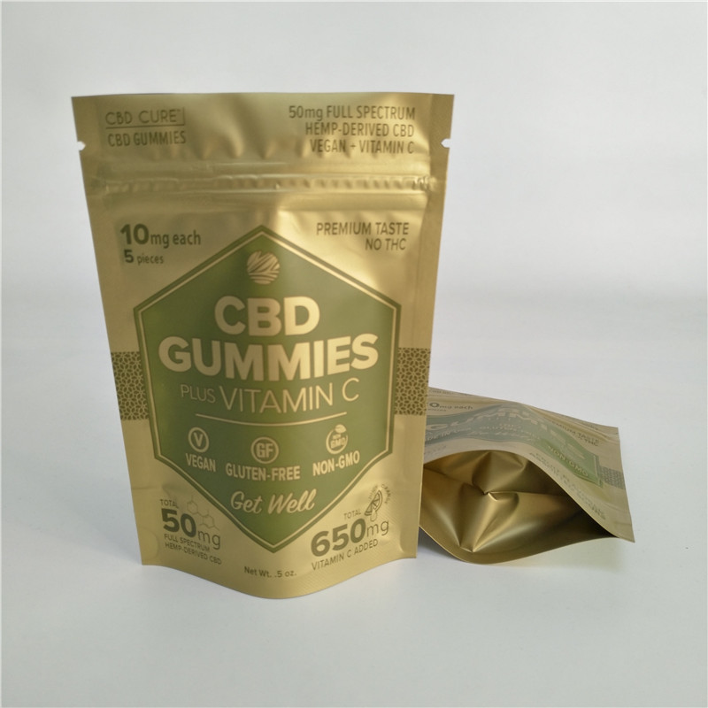 Digital che stampa borsa di Mylar della prova del sacchetto di Matte Gold Stand Up Zipper la piccola per le erbacce