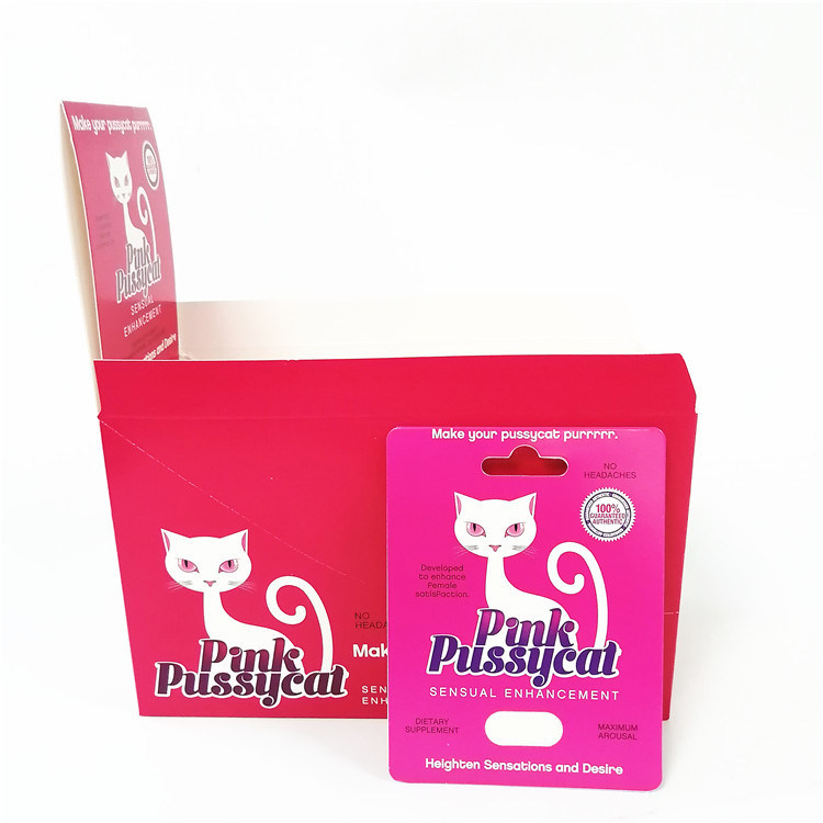 Le pillole maschii di potenziamento della capsula di vendita calda cardano la scatola di carta che imballa stampando la promozione rosa della carta di carta del Pussycat