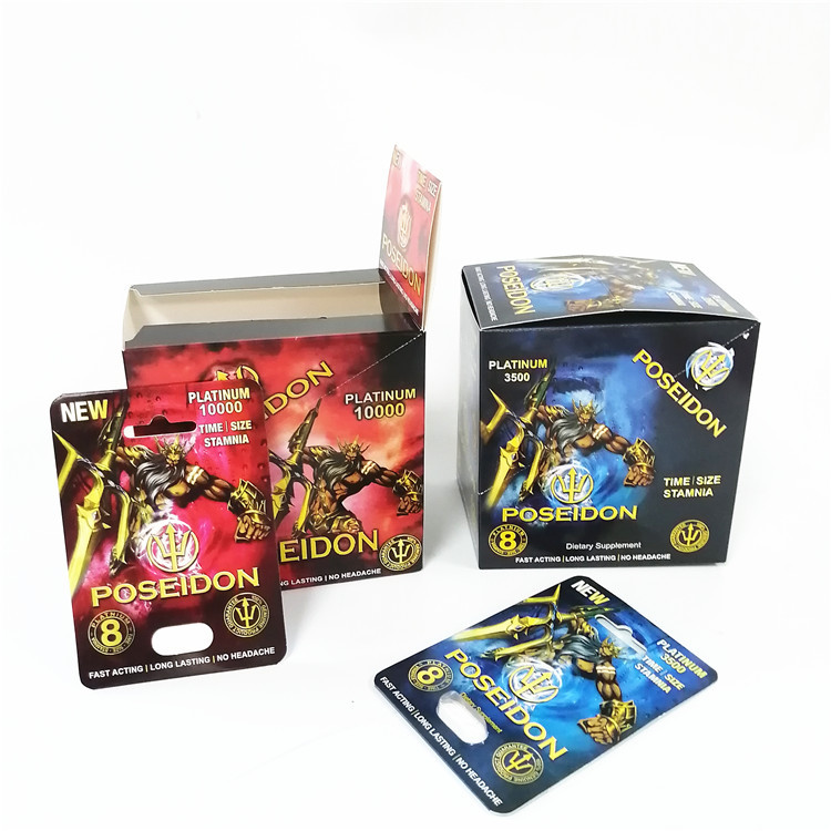 Pillole sessuali del sesso dei supplementi degli uomini della carta della bolla di rinoceronte che imballano il contenitore maschio della capsula della testa di pillola di potenziamento