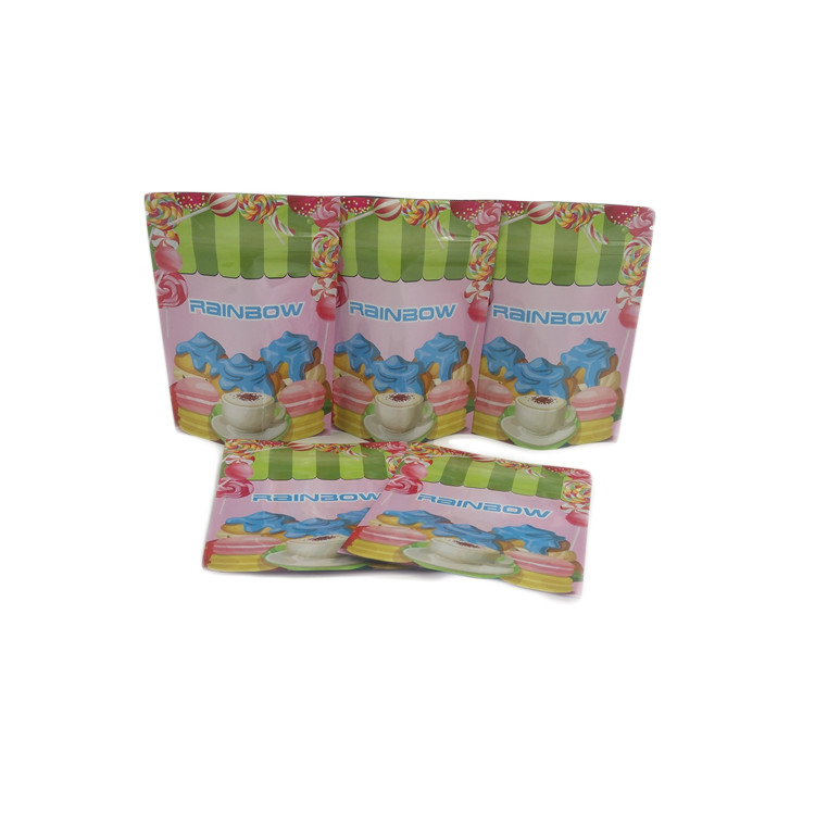 Borsa d'imballaggio di Sugar Leaf Cookies Candy Gummies del sacchetto a chiusura lampo di plastica su ordinazione di Mini Glossy Foil 1G 1/8oz 1/4oz 1/2oz 1oz