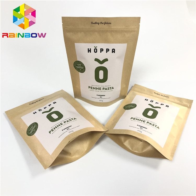 Supporto risigillabile stampato su ordinazione dei sacchi di carta di Brown Kraft sul sacchetto d'imballaggio della carta a chiusura lampo