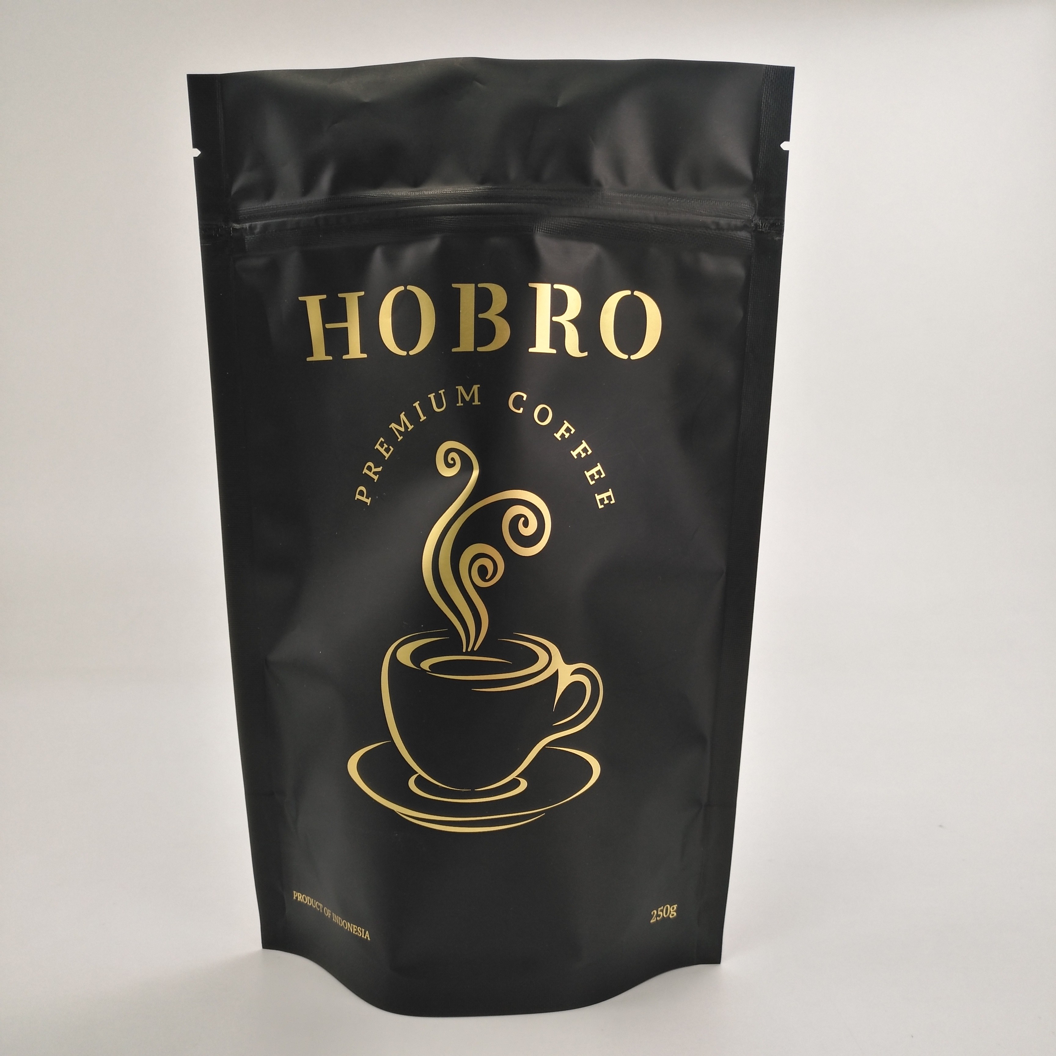 Stia sul caffè d'imballaggio Bean Packaging Bags With Valve della borsa del caffè della serratura dello zip di Matt Black Laminated Aluminum Foil