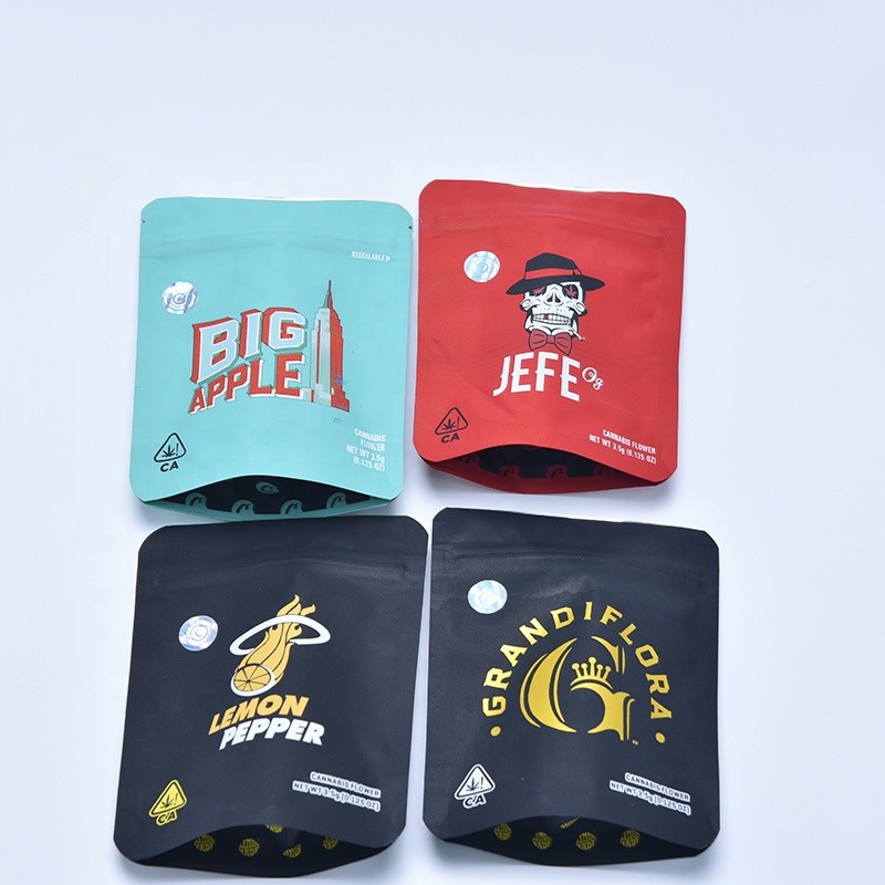 3,5 grammi di erbaccia di stampa su ordinazione che imballa i biscotti a chiusura lampo Mylar della prova dell'odore insacca la borsa a chiusura lampo innocua per i bambini