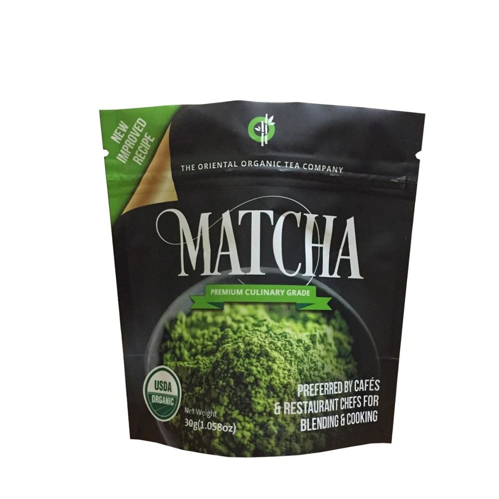 La chiusura lampo di stampa su ordinazione insacca il supporto del di alluminio sulle borse d'imballaggio della polvere del tè verde di Matcha del sacchetto
