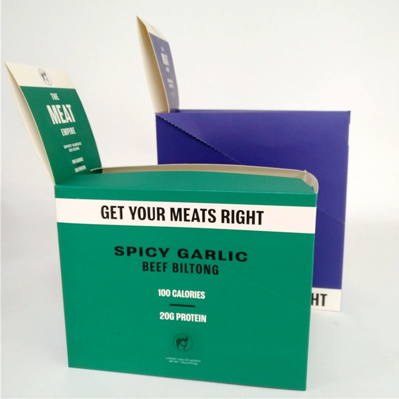 Il cioccolato stampato su ordinazione del dolce del contenitore di carta della raccolta della carne secca del manzo ha ondulato le scatole di presentazione del cartone