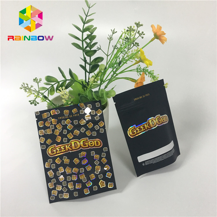 Supporto a chiusura lampo di plastica di abitudine di Mylar sulla metallina del nero dei sacchetti 150mg