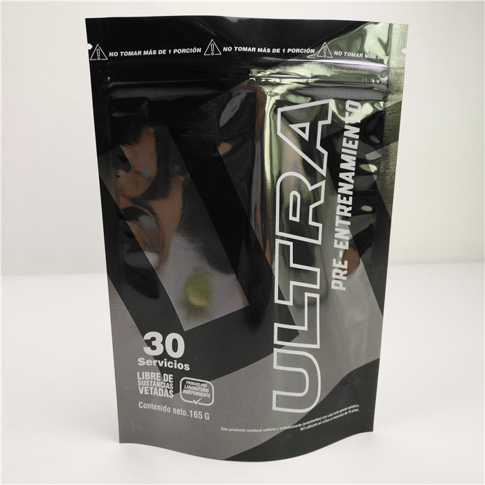 Logo su misura sacchetto diritto di plastica nero lucido di Mylar del di alluminio