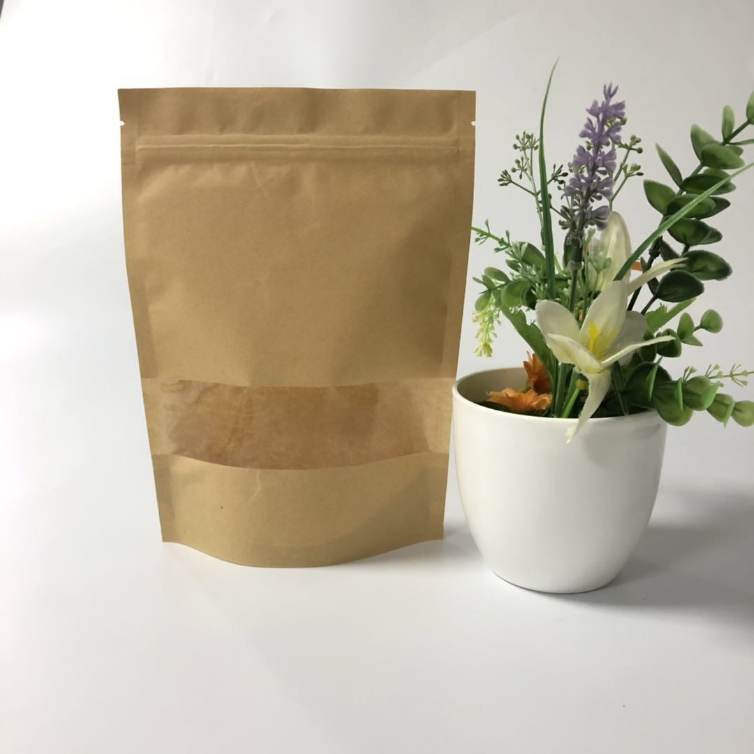 La chiusura lampo di Kraft di sigillamento di stoccaggio dell'alimento sta sul logo su ordinazione del sacchetto