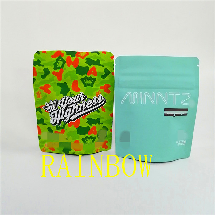 borsa di Matte Child Proof Zipper Packaging del nero di tocco morbido 3.5g/supporto dell'erbaccia sulla borsa d'imballaggio del sacchetto