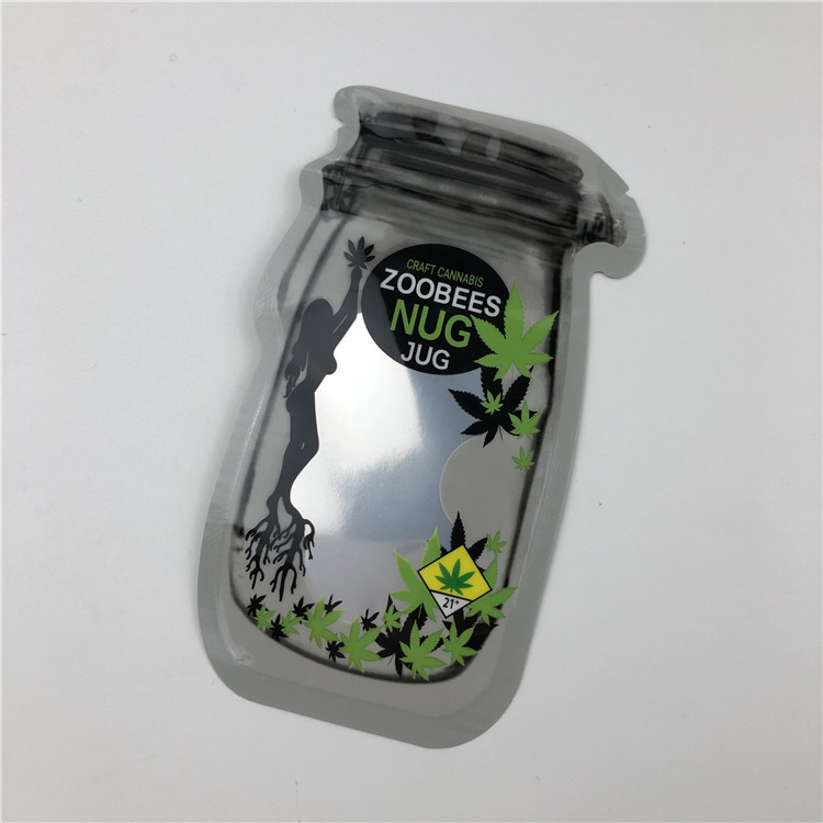 Mason Jar Pouches For CBD semina i sacchetti d'imballaggio dell'irregolare indica della foglia di Gummies THC del fiore di CBD con la chiusura lampo