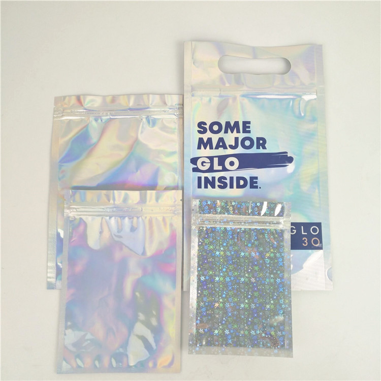 Borsa di plastica di imballaggio per alimenti di MOPP di CMYK delle borse olografiche UV lucide della chiusura lampo