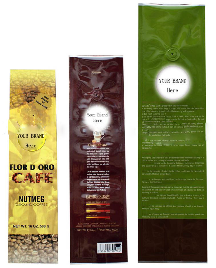 Borsa della stagnola della valvola del caffè dell'ANIMALE DOMESTICO/AL/PE dell'OEM che imballa con la serratura dello zip