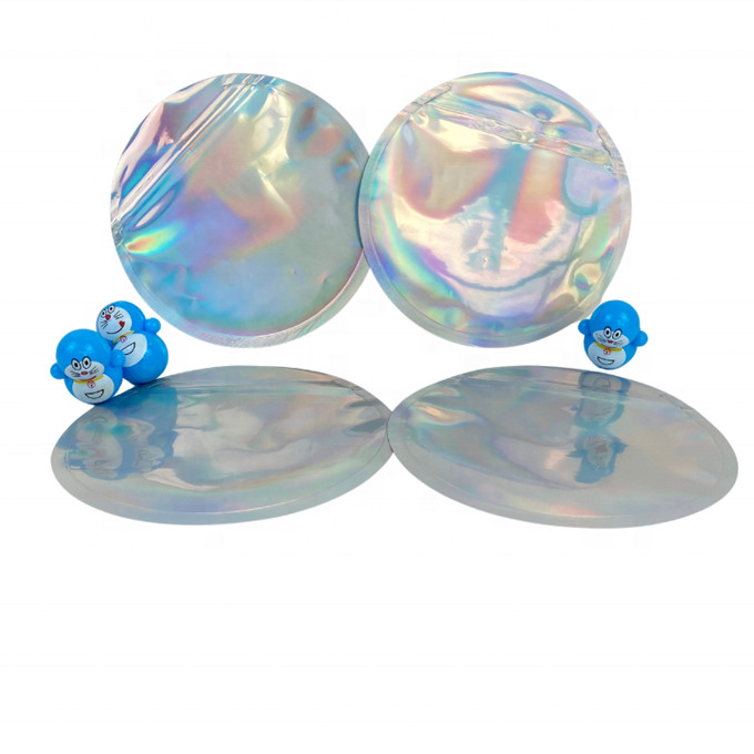 Sacchetto della stagnola della chiusura lampo di Mylar dell'ologramma del cerchio che imballa diametro a 5 pollici a 4 pollici 3.5g