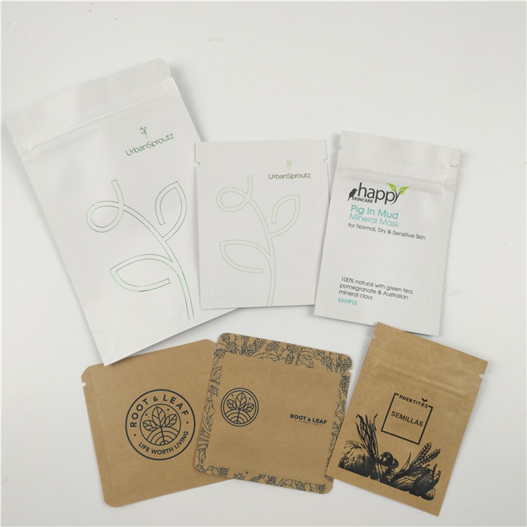 Mini Kraft Paper Cosmetic Pouch che imballa con la bustina vuota della pillola del tè del caffè della stagnola della chiusura lampo