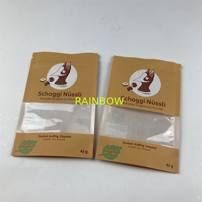 Sacchi di carta risigillabili su misura riciclati di Brown Kraft dell'alimento per animali domestici dei sacchetti del supporto su