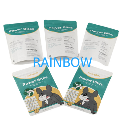 Logo personalizzato Stand Up Pouch Kraft Paper Bag per Dog Treat Digital Print Sacchetti Mylar resealable