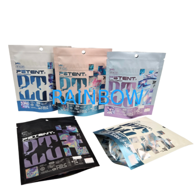 Stampa digitale Holographic 3.5g Cali Packs 4x5 Sachet Irregolare Fogli di alluminio Funghi gommose Imballaggio Die Cut Mylar Sacchetti