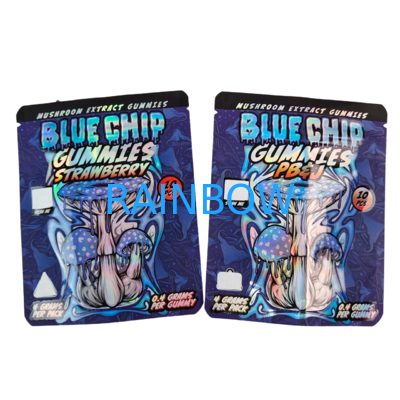 Die Cut Cali 3.5g 7g 14g 28g sacchetti Mylar per gomma da masticare gomma olografica antiodore sacchetti ziplock