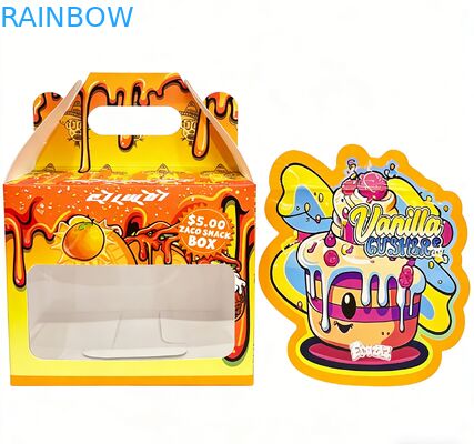 Custom 3.5 Mylar Bag Viene con Display Box For Flower Candy Cookie Gummy Packaging Child Resistant 3.5g 7g 14g Die Cut Mylar Bag