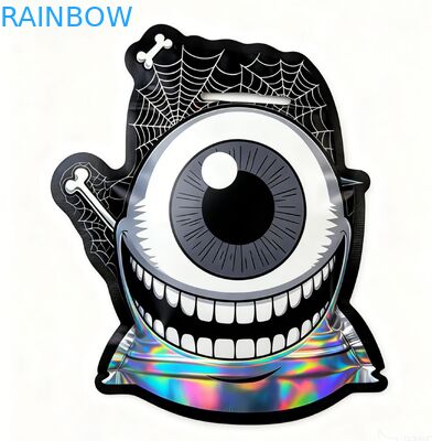 Sacchetti Mylar a taglio stampato personalizzati con cerniere a prova di bambino e disegno olografico per imballaggi per snack