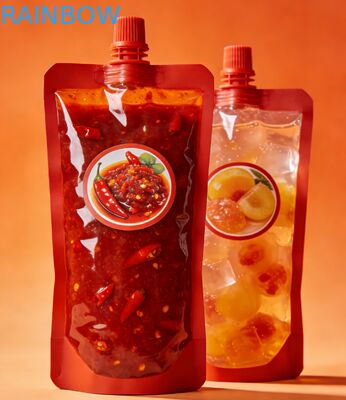 Custodia con beccuccio a tenuta stagna150ml 200ml 300ml Doypack Salsa di peperoncino per uso alimentare Succo di gelatina Borsa per alimenti per bambini Custodia con beccuccio