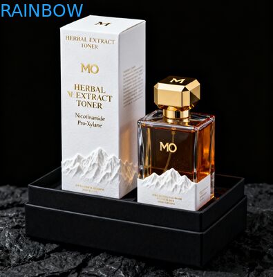 Scatola di imballaggio cosmetica biodegradabile stampata e incisa in oro per profumi